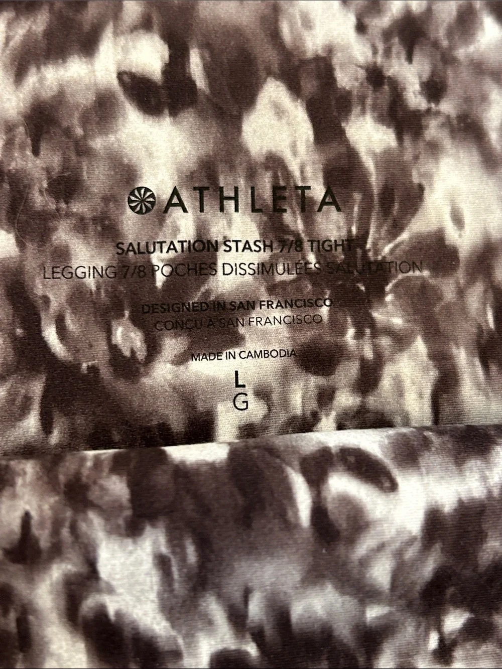 Athleta Salutation Stash 7/8 Tights Black & White Opaline Floral Large L